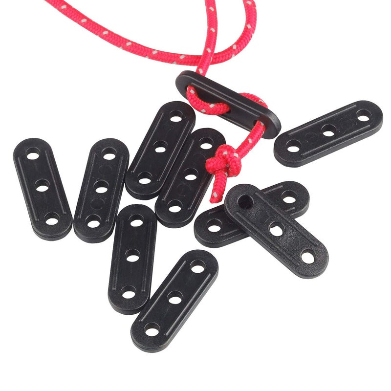 Teensery 50 Pcs Plastic Cord Tensioners Rope Adjuster Tent Guyline Wind Rope Buckle Fastener for Camping Hiking Picnic Outdoor Activities, Black - Image 1