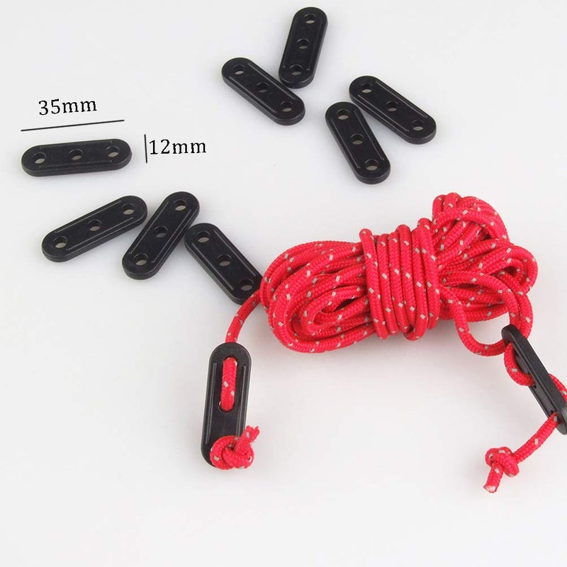 Teensery 50 Pcs Plastic Cord Tensioners Rope Adjuster Tent Guyline Wind Rope Buckle Fastener for Camping Hiking Picnic Outdoor Activities, Black - Image 2