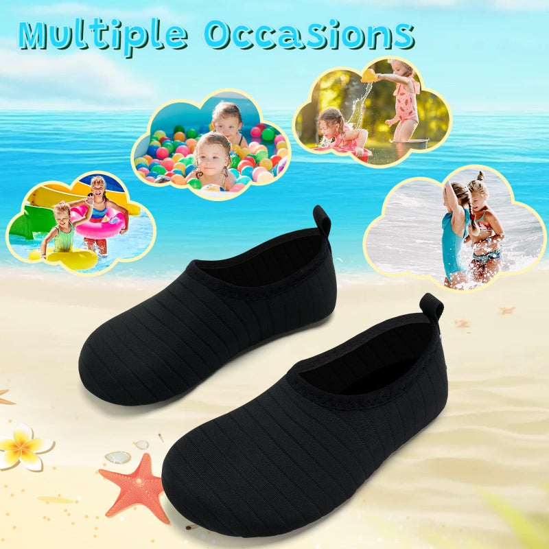 VIFUUR Kids Water Shoes Girls Boys Quick Dry Aqua Socks for Beach Swim Outdoor Sports M Black-32/33 - Image 5