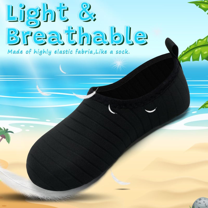 VIFUUR Kids Water Shoes Girls Boys Quick Dry Aqua Socks for Beach Swim Outdoor Sports M Black-32/33 - Image 3