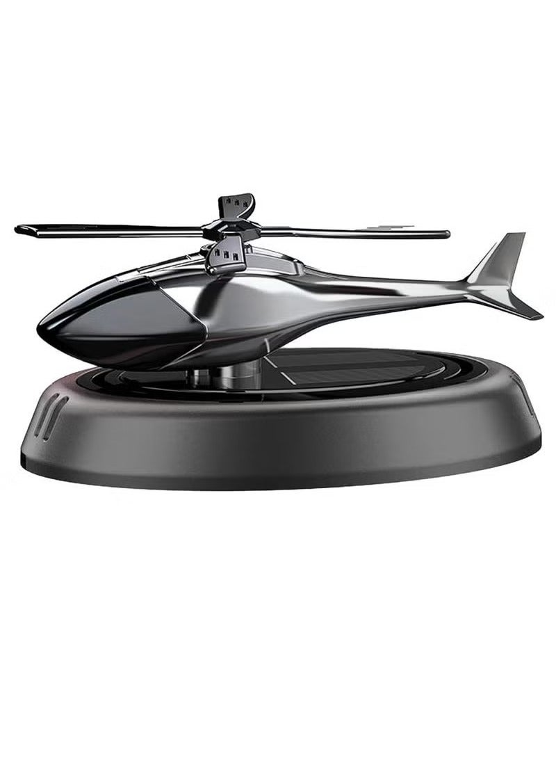 TIGER Black Helicopter Solar-Powered Car Air Freshener – Rotating Aromatherapy Diffuser with Aviation Alloy Build, Car Interior Decoration, Stress Relief & Air Purifier for Car & Home, Stylish Dashboard Ornament, Eco-Friendly, Natural Fragrance - Image 1