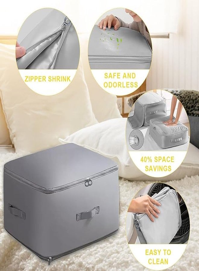 VishBin Ultra Space Saving Self Compression Organizer, 2024 New Heavy Duty Moving Bags, Large Capacity Quilt Compression Storage Bag with Zipper for Comforters,Blankets,Bedding,Clothes(GREY) - Image 3