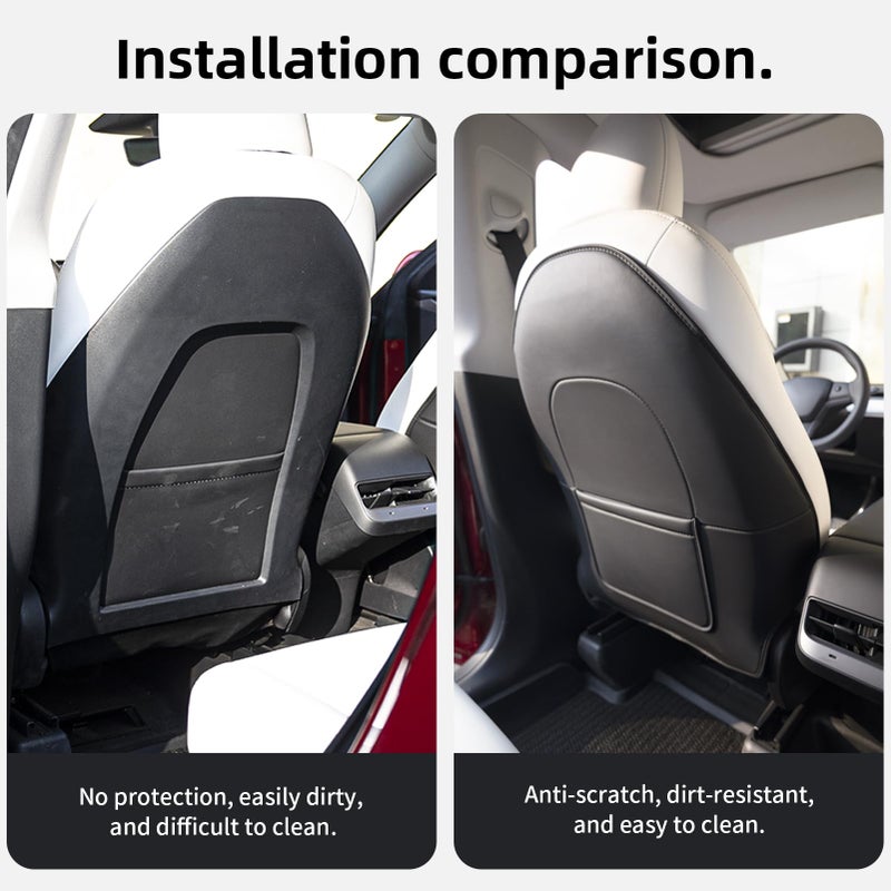 CYBERBEANS 2Pcs for Tesla Model 3/Y Juniper/Highland Leather Seat Back Kick Protectors Accessories 2025 2026,Kids Kick Mats Seat Cover Waterproof Pet Protect Covers - Image 3