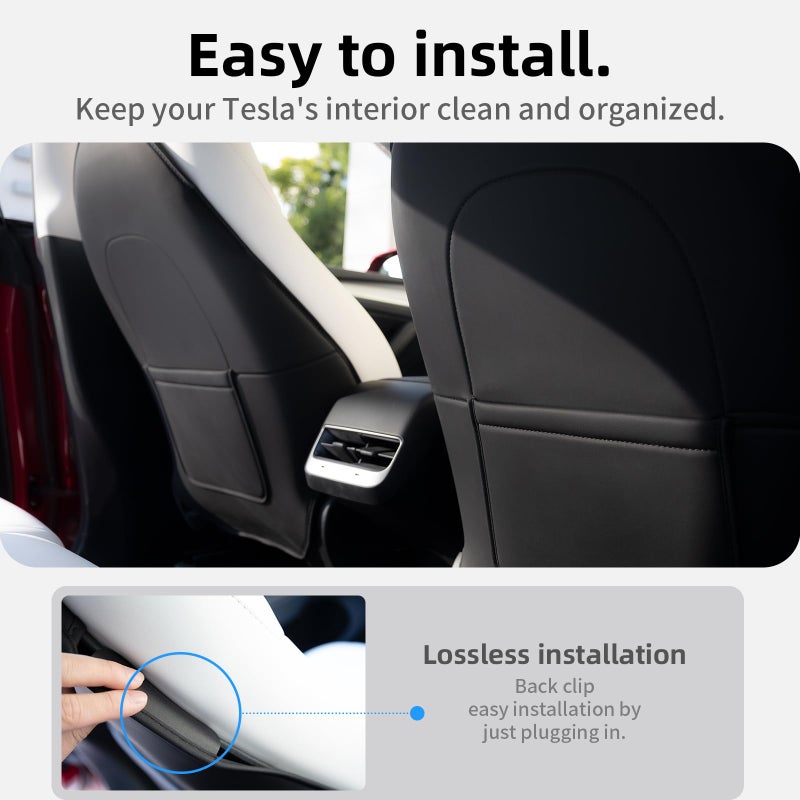 CYBERBEANS 2Pcs for Tesla Model 3/Y Juniper/Highland Leather Seat Back Kick Protectors Accessories 2025 2026,Kids Kick Mats Seat Cover Waterproof Pet Protect Covers - Image 5