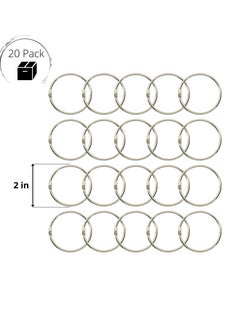 KASTWAVE Loose-Leaf Binder Ring, 2-Inch Index Card Metal Ring Book Ring Flash Card Ring Clip Ring Key Ring Openable Large Round Ring Metal Ring Hanging Ring (20 Pcs)  - Image 2