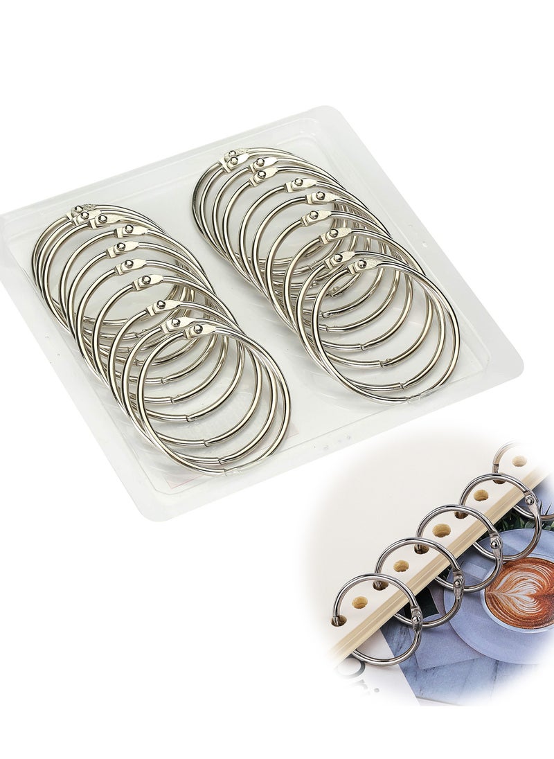 KASTWAVE Loose-Leaf Binder Ring, 2-Inch Index Card Metal Ring Book Ring Flash Card Ring Clip Ring Key Ring Openable Large Round Ring Metal Ring Hanging Ring (20 Pcs)  - Image 1