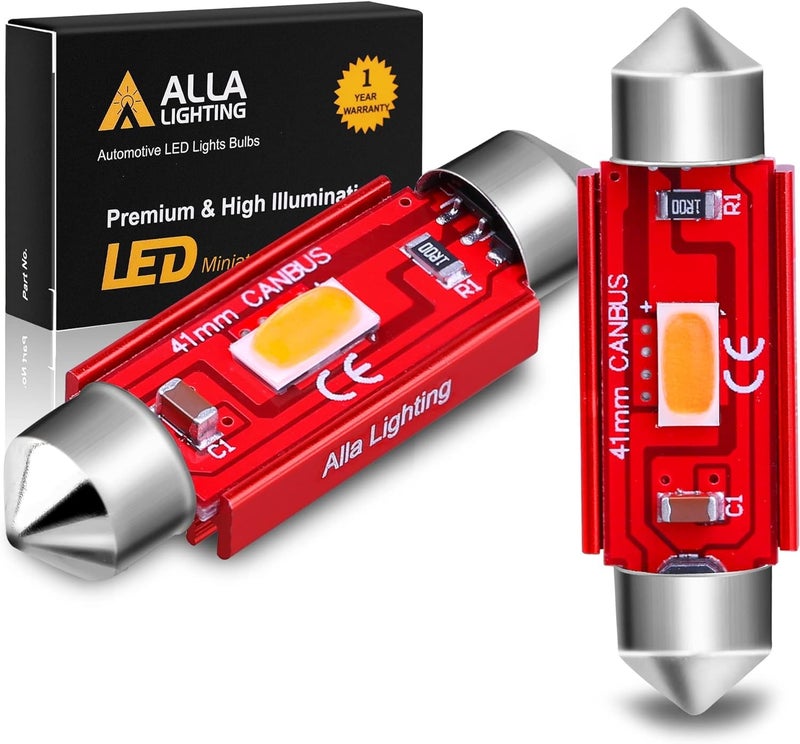 Alla Lighting Super Bright 578 6413 2122 LED Bulbs Red Dome Map Trunk Step Courtesy Lights 41MM42MM CANBus Interior Festoon Lamps