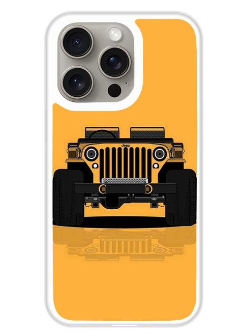 Protective Case Cover For APPLE IPHONE 15 Pro Jeep Minimal (White Bumper)