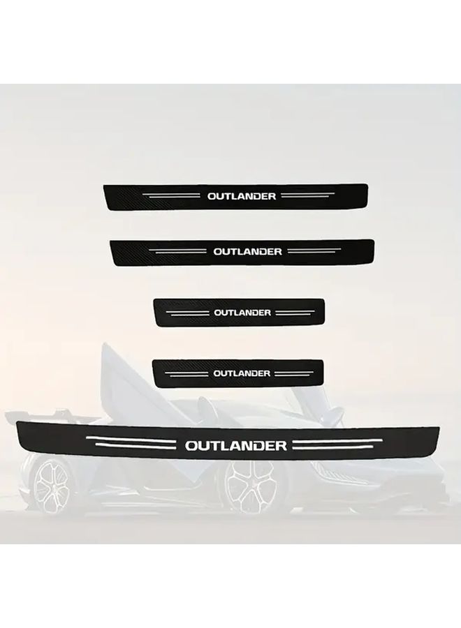 Outlander Carbon Fiber Textured Door Sill Protector 4pcs Faux Leather Universal Fit - Image 1
