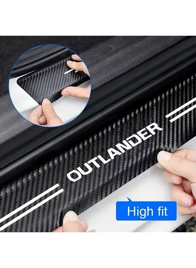 Outlander Carbon Fiber Textured Door Sill Protector 4pcs Faux Leather Universal Fit - Image 3