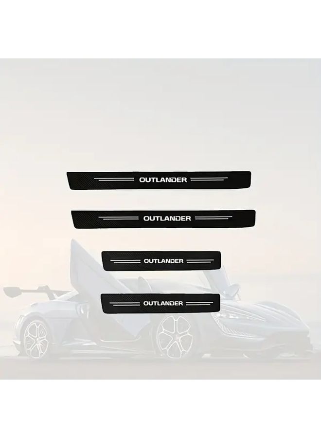 Outlander Carbon Fiber Textured Door Sill Protector 4pcs Faux Leather Universal Fit - Image 2