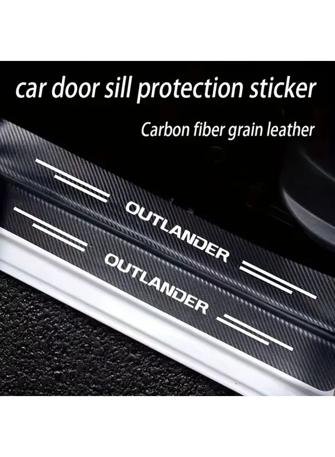 Outlander Carbon Fiber Textured Door Sill Protector 4pcs Faux Leather Universal Fit - Image 5