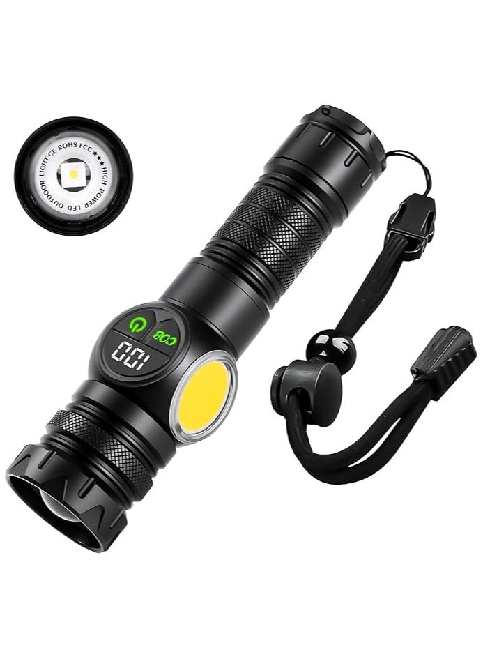 Siuyiu Flashlights High Lumens, USB Rechargeable Flashlights, Super Bright Flash Light with COB Light, Tactical Flashlights with Powerful Powerful Digital Display, LED Flashlight with 9 Modes - Image 1