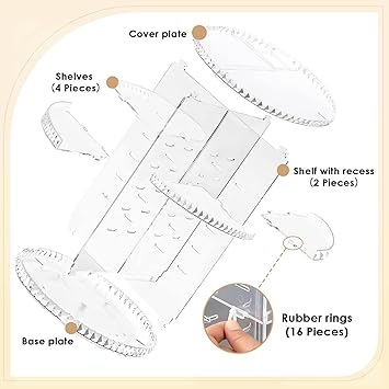 KAHEIGN 360 Rotating Makeup Organizer Acrylic Adjustable Comestic Holder 8 Layers Large Capacity Make up Storage Stand Rack for Perfume Skincare Lipstick Dresser Bedroom Bathroom Clear Diamond - Image 3