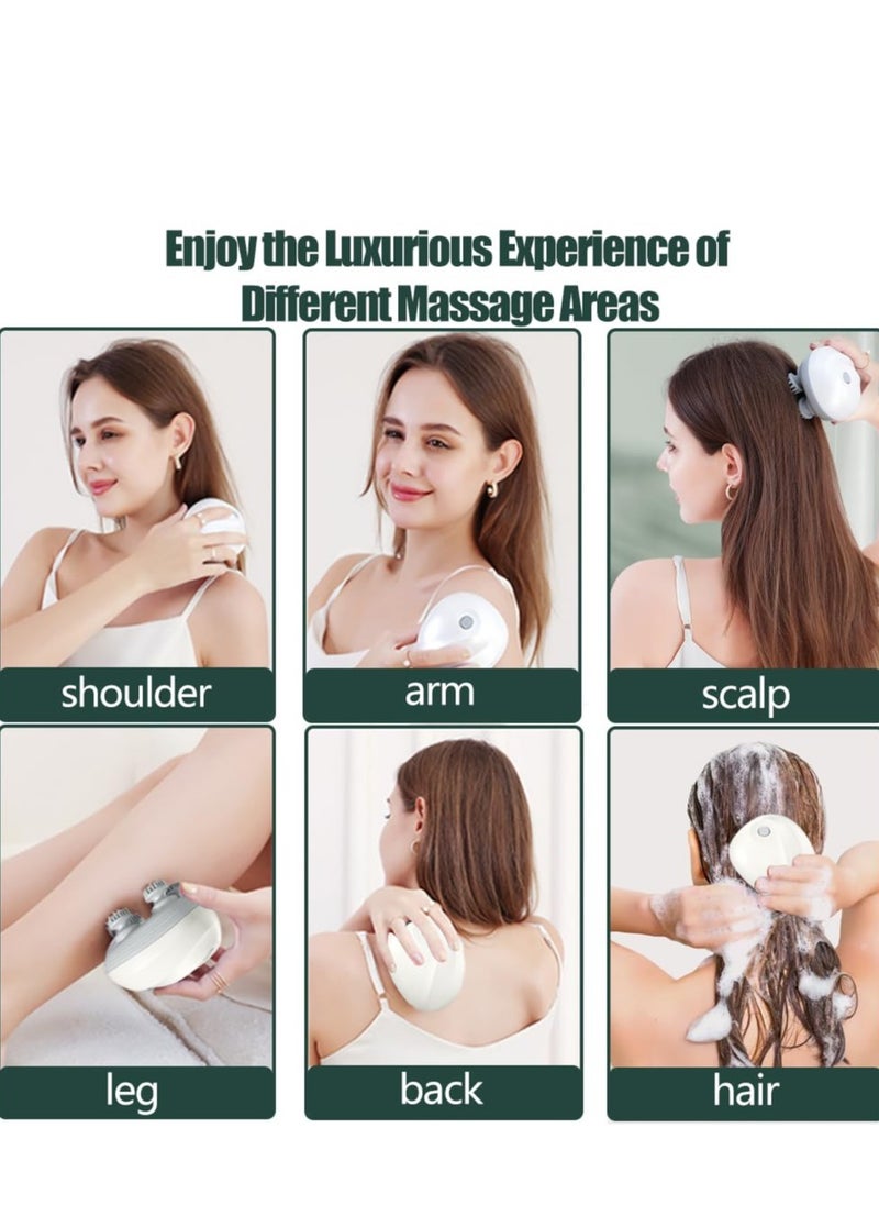 KHAJUL - Electric Scalp Massager  Multifunctional Waterproof Head Massager With 96 Kneading Nodes Rechargeable Head Scratcher For Hair Growth Stress Relax Relaxing Gifts For Women Men Her(White) - Image 1