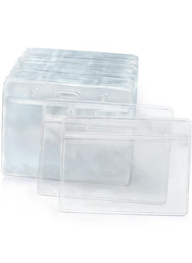 EcoEarth - Horizontal Id Badge Holder With Soft Edge (Sealable Fits 3.5X2.25 Inch Insert) (100 Pack) Waterproof Id Holder Bulk Id Card Holder Name Badge Holder Name Tag Holder Plastic Badge Holder - Image 1