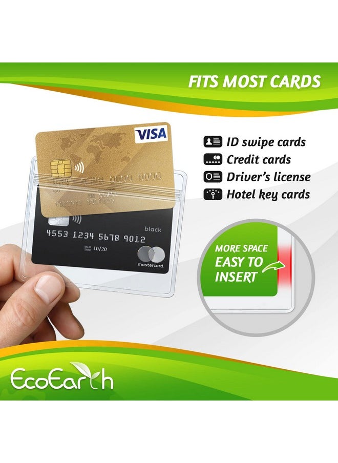 EcoEarth - Horizontal Id Badge Holder With Soft Edge (Sealable Fits 3.5X2.25 Inch Insert) (100 Pack) Waterproof Id Holder Bulk Id Card Holder Name Badge Holder Name Tag Holder Plastic Badge Holder - Image 1