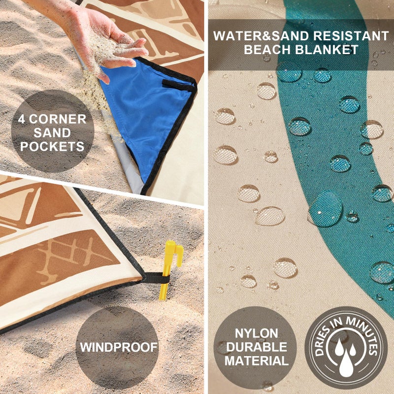WIWIGO Beach Blanket Waterproof Sandproof Beach Mat 79" X 83"/10'x9'for 2-8 Adults Quick Drying Outdoor Picnic Mat Beach Accessories for Travel, Camping, Hiking - Image 3