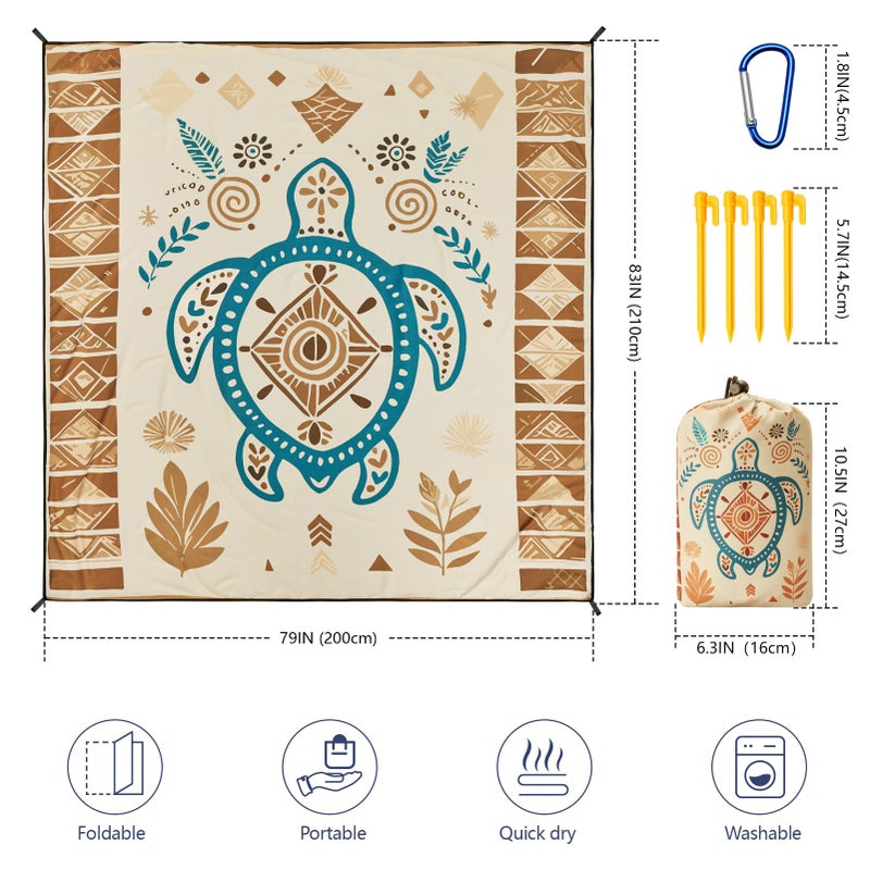 WIWIGO Beach Blanket Waterproof Sandproof Beach Mat 79" X 83"/10'x9'for 2-8 Adults Quick Drying Outdoor Picnic Mat Beach Accessories for Travel, Camping, Hiking - Image 2