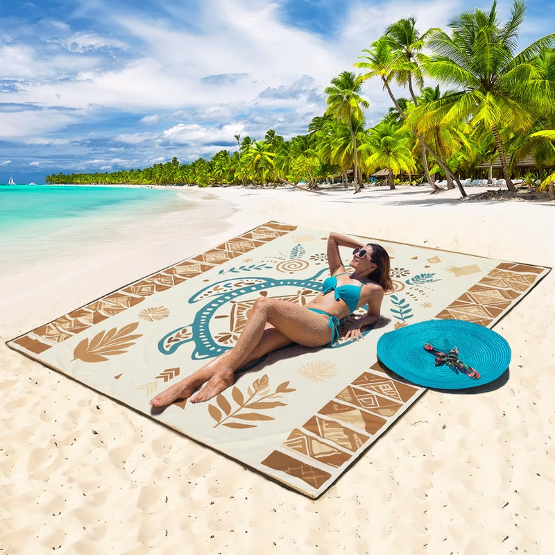 WIWIGO Beach Blanket Waterproof Sandproof Beach Mat 79" X 83"/10'x9'for 2-8 Adults Quick Drying Outdoor Picnic Mat Beach Accessories for Travel, Camping, Hiking - Image 4