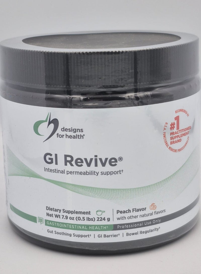 Gi Revive Intestinal permeability support - Gut Soothing Support | GI Barrier | Bowel Regularity, Peach Flavor with other natural flavors Dietary Supplement Net Wt 7.9 oz (0.5 lbs) 224 g