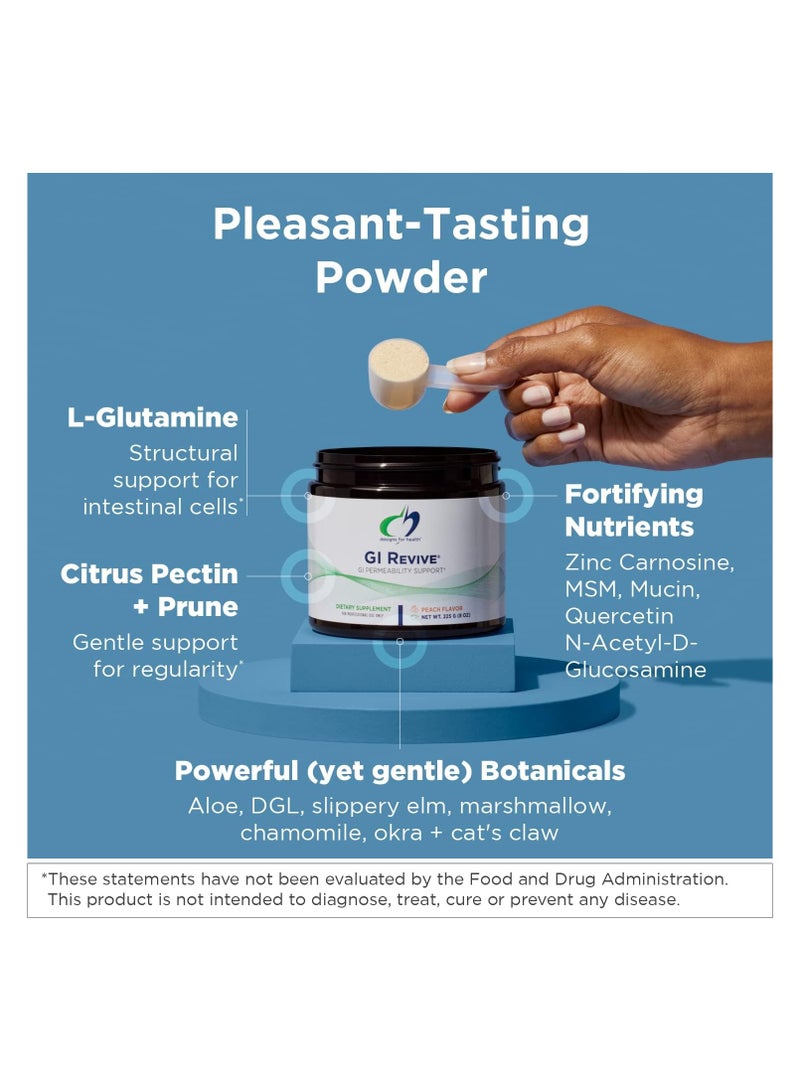 Gi Revive Intestinal permeability support - Gut Soothing Support | GI Barrier | Bowel Regularity, Peach Flavor with other natural flavors Dietary Supplement Net Wt 7.9 oz (0.5 lbs) 224 g