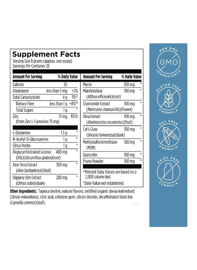 designs for health - Gi Revive Powder Slippery Elm Gut Health Support With Licorice Root L-glutamine + Zinc Carnosine 225 G (8 Oz) - Image 1