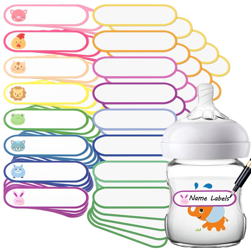 Coowayze Waterproof Name Labels for Kids Stuff, Daycare Labels for Baby Bottles, 80 PCS Kids Name Stickers for School Supplies Self Laminating, Dishwasher Safe, Personalized Name Tags for Water Bottle Pacifier - Image 1