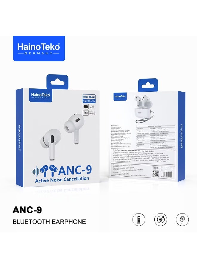 هينو تيكو سماعات أذن بلوتوث HainoTeko ANC-9 مع خاصية إلغاء الضوضاء النشط (ANC) وشحن لاسلكي - Image 4