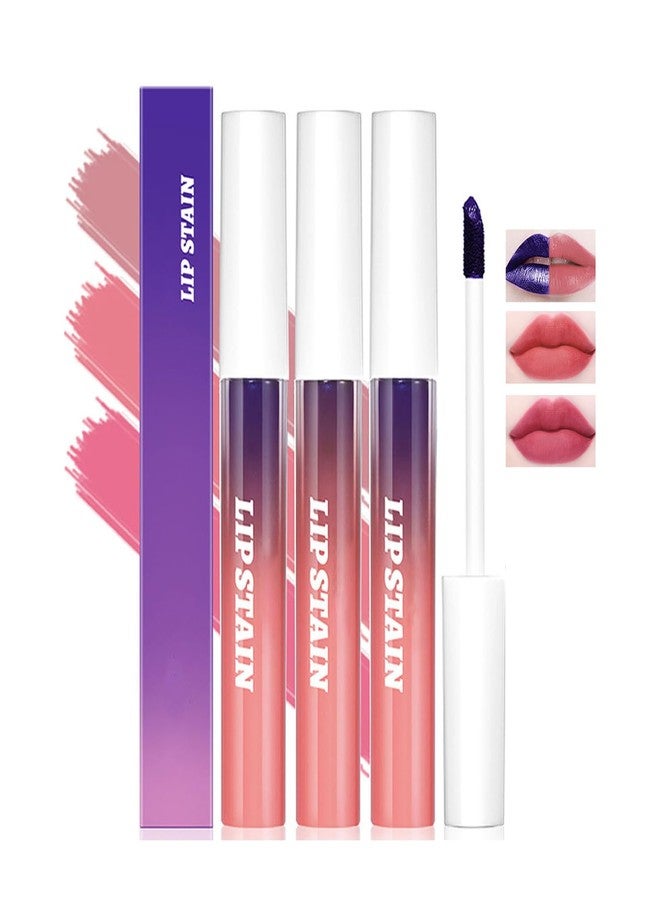 Dulele 3PCS Peel Off Lip Stain, Matte Peel Off Lip Gloss Long Wear Lip Stain Peel Off Lipstick Set, Waterproof Highly Pigmented Peel Off Lip Tint Stain (Pink, 1) - Image 1