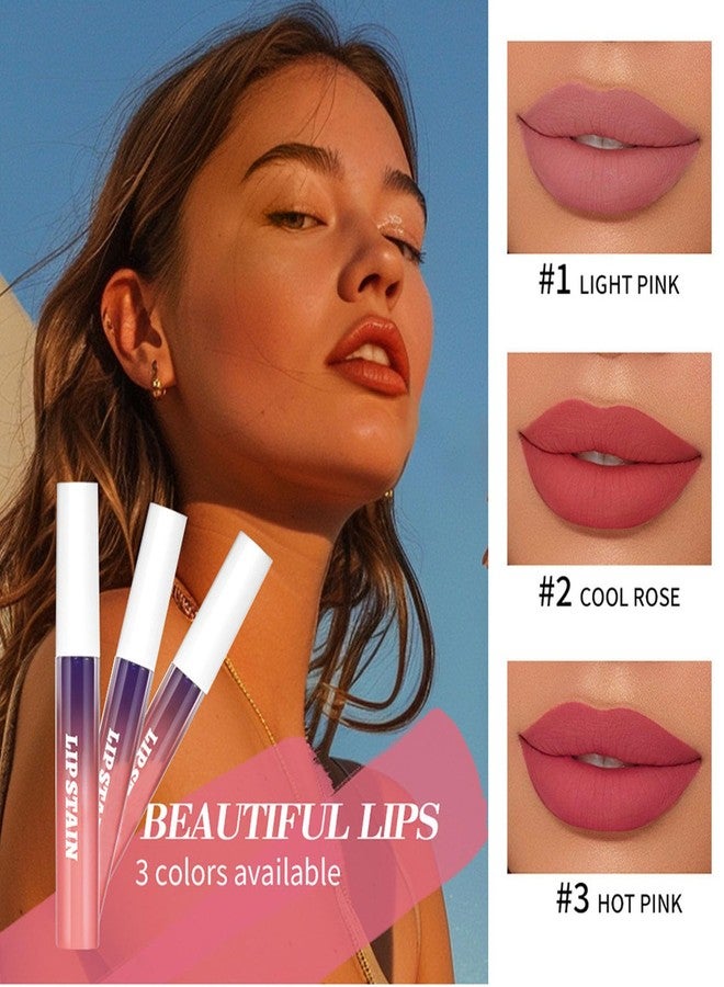 Dulele 3PCS Peel Off Lip Stain, Matte Peel Off Lip Gloss Long Wear Lip Stain Peel Off Lipstick Set, Waterproof Highly Pigmented Peel Off Lip Tint Stain (Pink, 1) - Image 3
