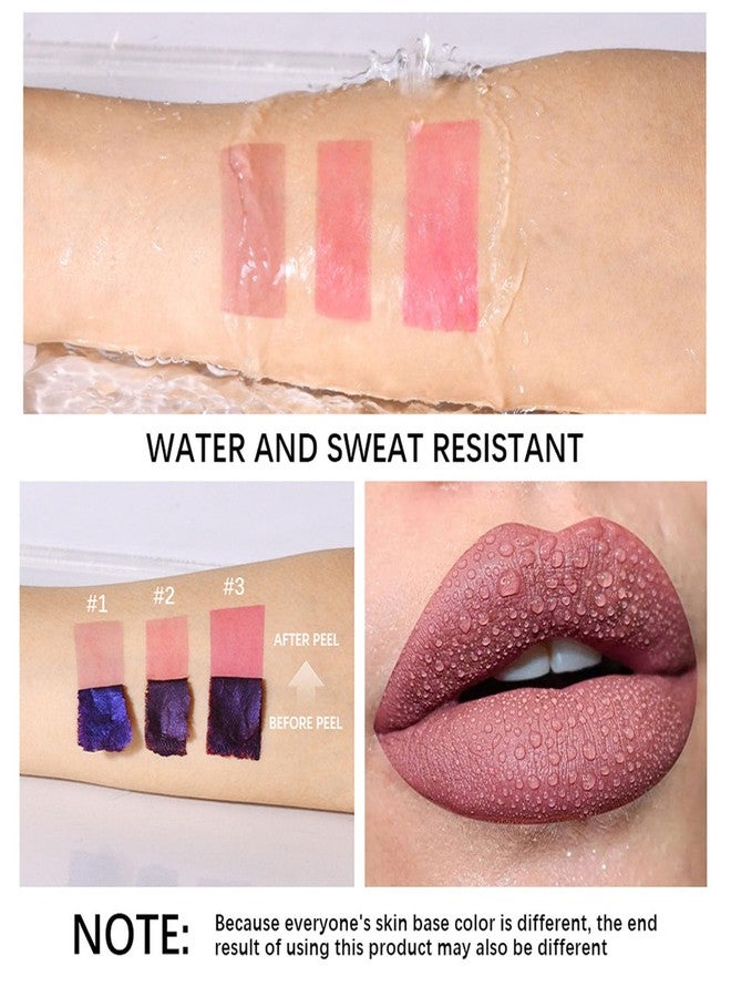 Dulele 3PCS Peel Off Lip Stain, Matte Peel Off Lip Gloss Long Wear Lip Stain Peel Off Lipstick Set, Waterproof Highly Pigmented Peel Off Lip Tint Stain (Pink, 1) - Image 5