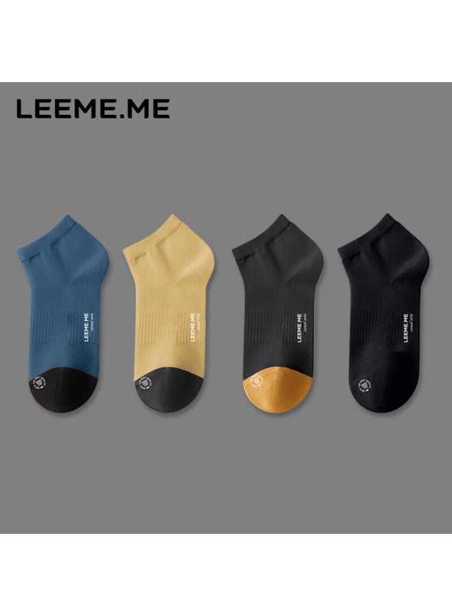 Leeme.me Li Mi Men's Socks, Spring And Summer Short Socks, Moisture-wicking Breathable Men's Socks, Contrasting Color Boat Socks, Cotton Socks, 4 Pairs - Image 1