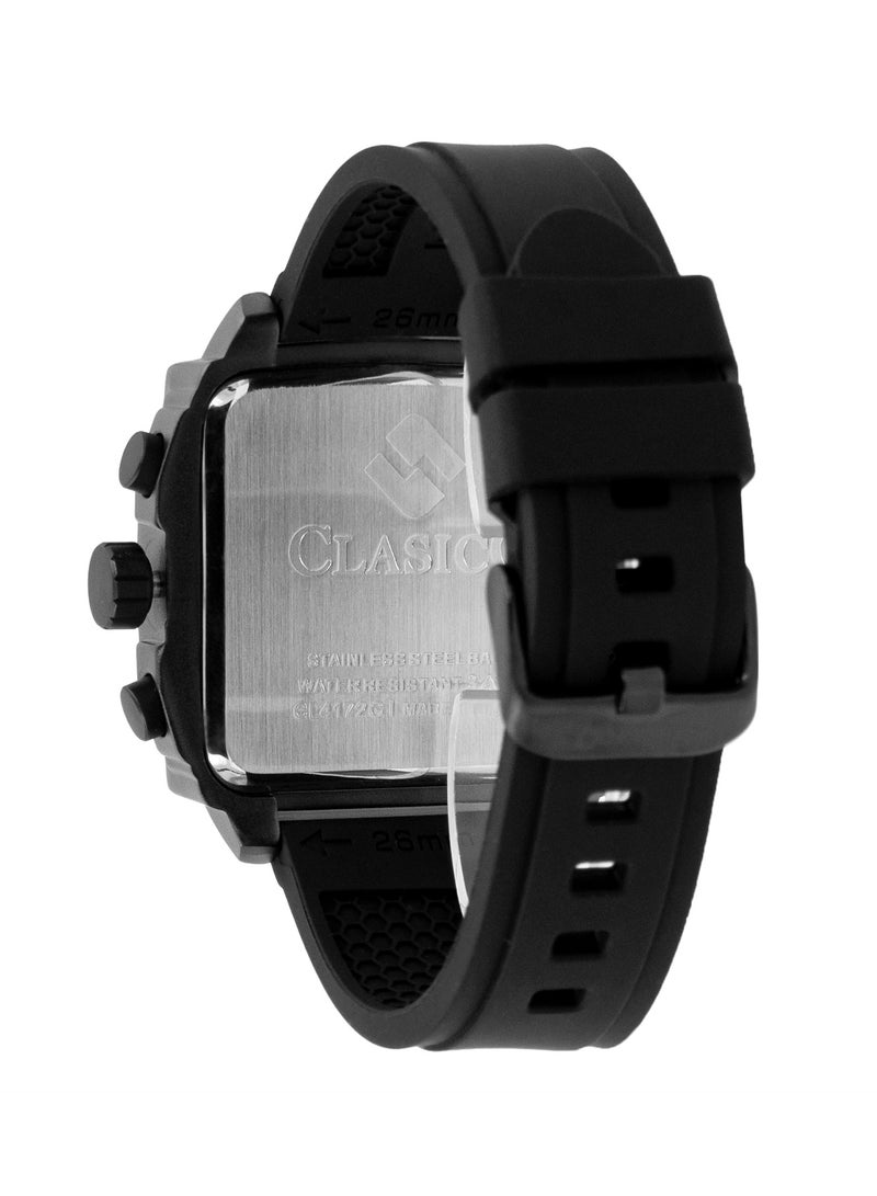Clasico ساعة كربون بلاك إيديشن للرجال من إندورانس ألترا | حركة كوارتز ي121 ذات 6 عقارب | قرص مستطيل مقاوم للماء | حزام سيليكون أصلي - Image 4