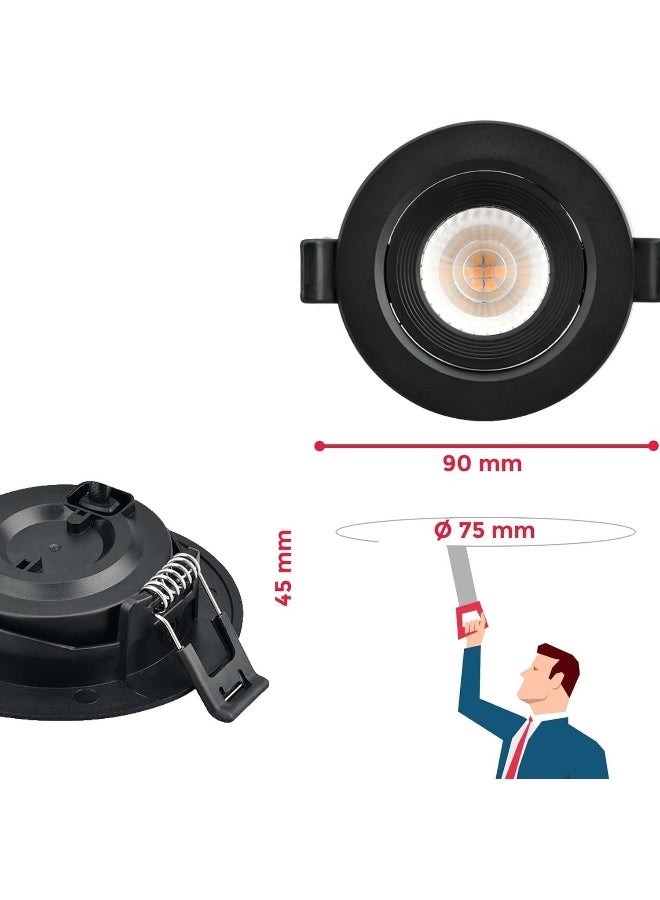 Melfi Adjustable Round Led Downlight 7W 240Vac -Black Ceiling Spotlight Ip40 Rated | For Indoor Home And Office Use (Warm White, Pack Of 4) - Image 3