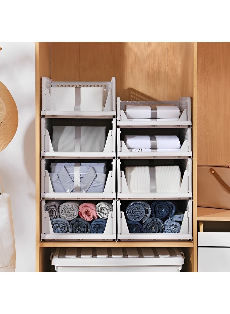 REOCLE Closet Organizer Stackable Folding Wardrobe Storage Box T-Shirt Storage Containers with Large Capacity Collapsible Kid Toy Food Rack for Wardrobe - Image 4