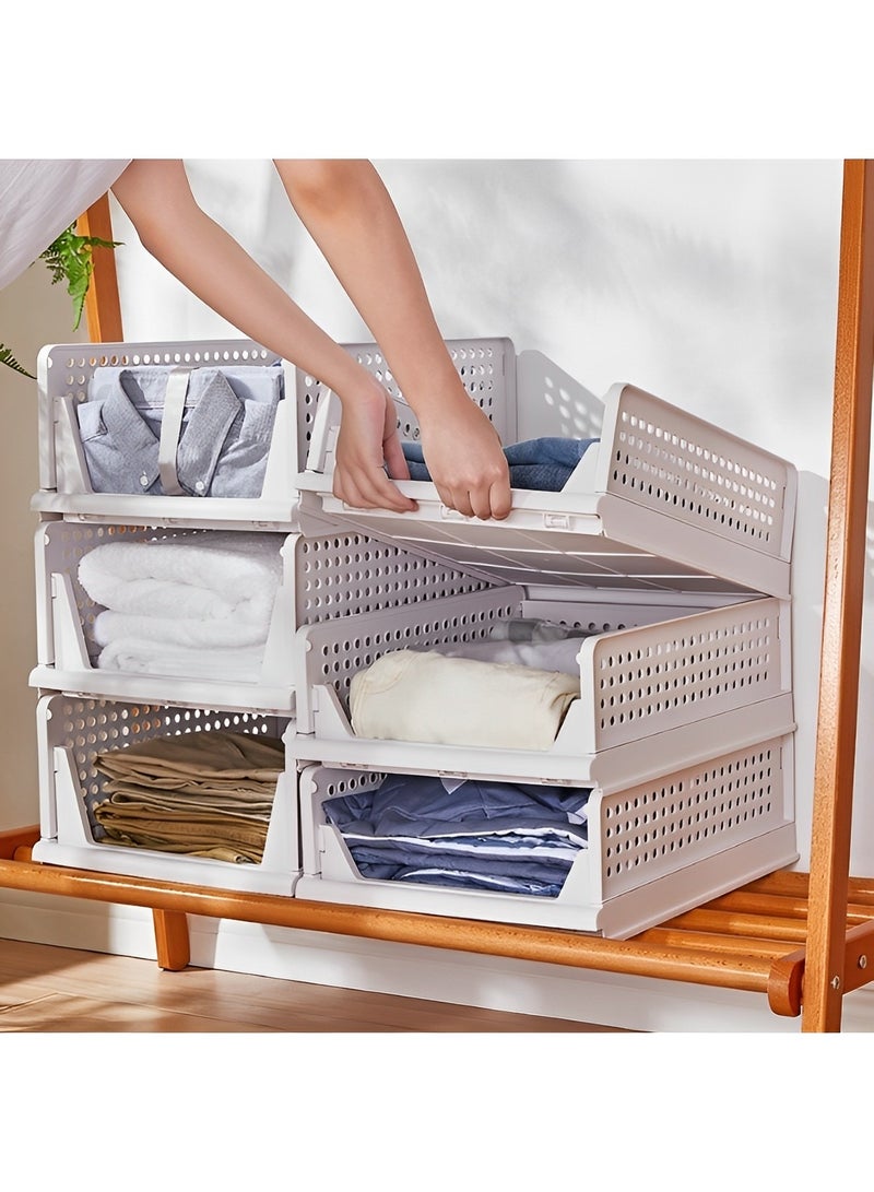 REOCLE Closet Organizer Stackable Folding Wardrobe Storage Box T-Shirt Storage Containers with Large Capacity Collapsible Kid Toy Food Rack for Wardrobe - Image 5