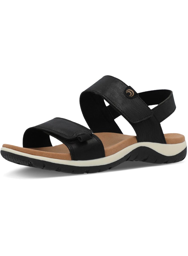 Outventure صنادل نسائية - أسود غروب الشمس، صنادل جلد صناعي أنيقة مع أحزمة قابلة للتعديل، قاعدة قدم من الألياف الدقيقة ونعل متين - Image 5