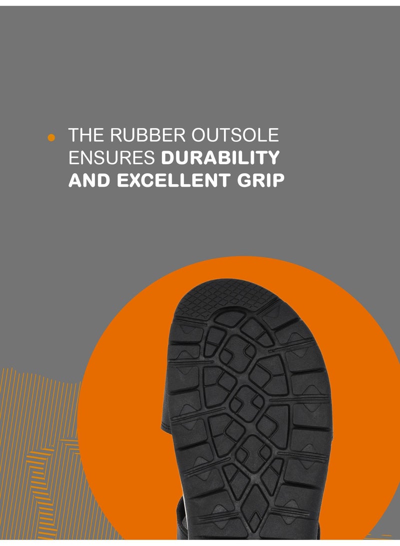 Outventure صنادل نسائية - أسود غروب الشمس، صنادل جلد صناعي أنيقة مع أحزمة قابلة للتعديل، قاعدة قدم من الألياف الدقيقة ونعل متين - Image 3