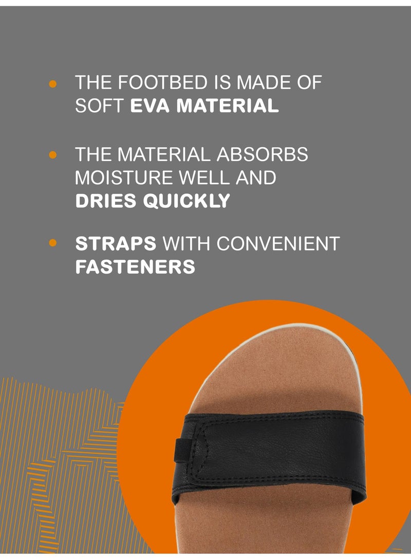 Outventure صنادل نسائية - أسود غروب الشمس، صنادل جلد صناعي أنيقة مع أحزمة قابلة للتعديل، قاعدة قدم من الألياف الدقيقة ونعل متين - Image 4