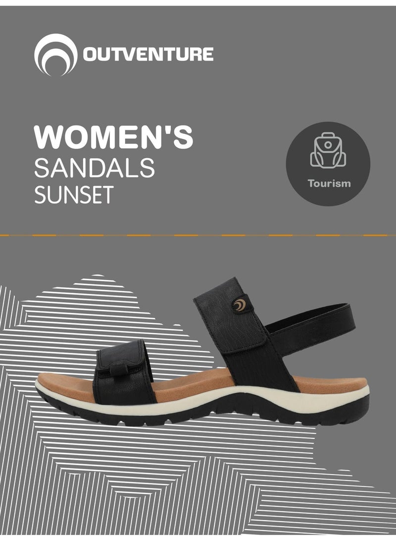 Outventure Women’s Sandals - Sunset Black, Stylish Synthetic Leather Sandals with Adjustable Straps, Microfiber Footbed & Durable Sole - Image 2