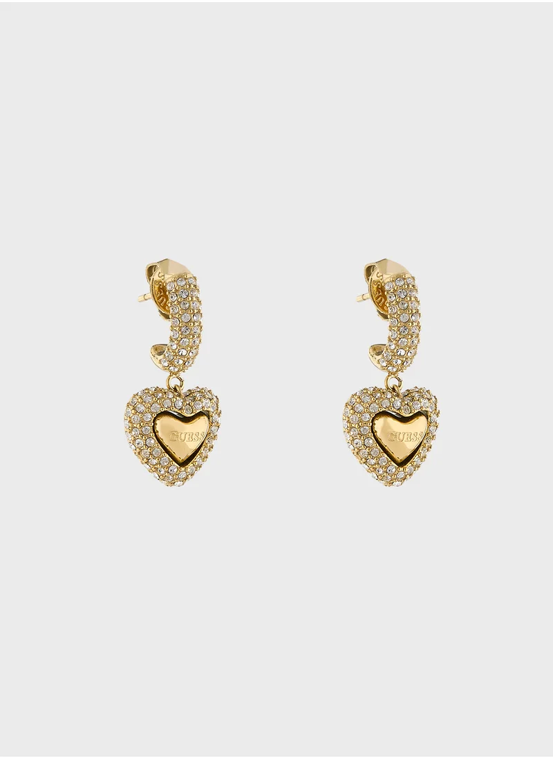 GUESS Jube05021Jwygt/U 25Mm Pave Heart Pendant Earrings