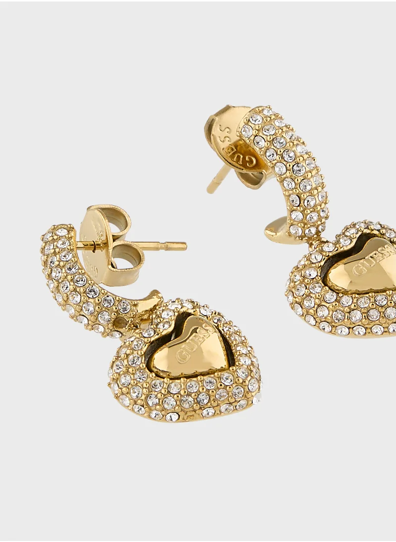 GUESS Jube05021Jwygt/U 25Mm Pave Heart Pendant Earrings