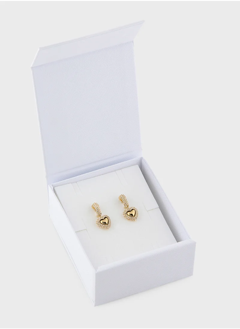 GUESS Jube05021Jwygt/U 25Mm Pave Heart Pendant Earrings
