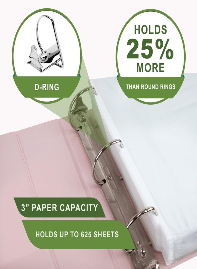 Samsill Plant-Based 3 Inch Durable D-Ring, View Binder, Eco-Friendly, USDA Certified Biobased, Single, Light Pink - Image 5