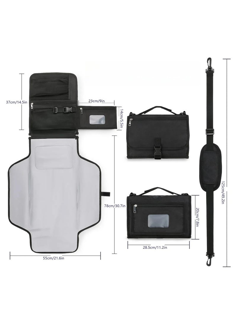 General Portable baby diaper pad for outdoor travel folding waterproof diaper includes shoulder strap wipes pocket  - Image 3