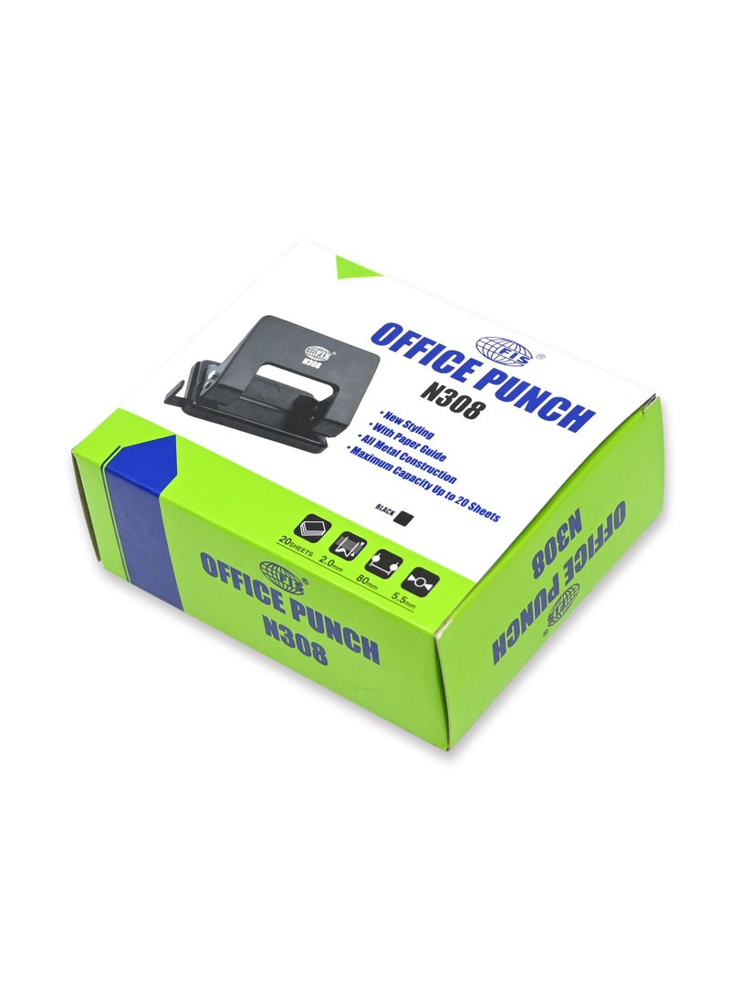 FIS 2-Holes Metal Punch 20 Sheets 2 mm 8 cm apart hole size 5.5 mm, Medium Size, Black -FSPUN308BK - Image 4