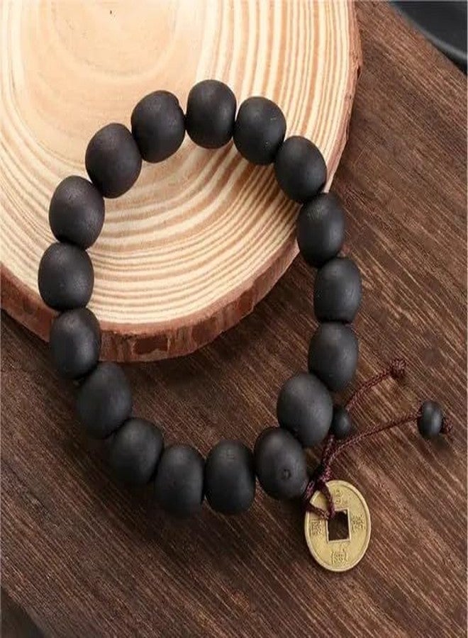 COMMON ETAIL Black Bead Adjustable Bracelet with Charm | Wooden Beads Wrist Band - Image 4