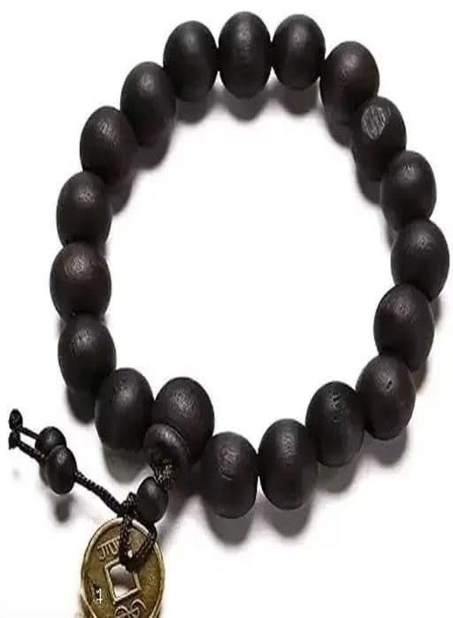 COMMON ETAIL Black Bead Adjustable Bracelet with Charm | Wooden Beads Wrist Band - Image 1