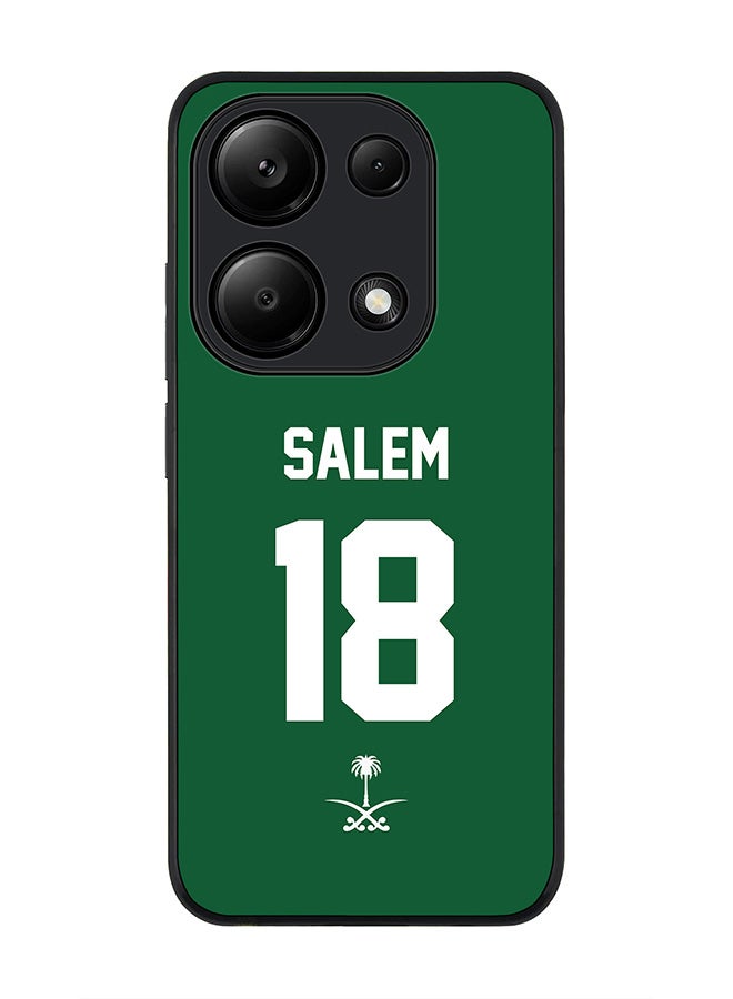 Stylizedd Rugged Black Edge Case for Xiaomi Redmi Note 13 Pro 4G / Xiaomi Poco M6 Pro 4G Case Cover- Football Team - Saudi Arabia, Player Name - Salem - Image 1